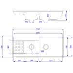 LK-GDKS1160  Granite Matte Black Work Station Sink 1160*500*225mm