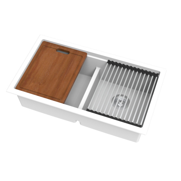 LK-GDKS825 Granite Workstation Sink/ Arctic White/ Matte Black 825*470*241mm