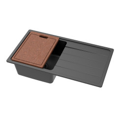 LK-GSKS864 Granite Matte Black Sink With Workstation 864*484*235mm