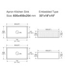 LK-D-RFFC835  Fireclay Farm House Buttler Sink 835*459*254mm