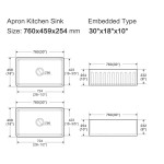 LK-S-RFFC760  Fireclay Farm House Buttler Sink 760*459*254mm