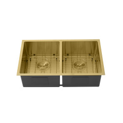 LK-SDK-775 Hand Made PVD Stainless Steel Double Bowl Sink 775MM