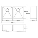 LK-SDK-775 Hand Made PVD Stainless Steel Double Bowl Sink 775MM LK-SDK-775 Hand Made PVD Stainless Steel Double Bowl Sink 775MM