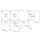 LK-SDK1140  Hand Made Stainless Steel Double Bowl Sink 1140mm