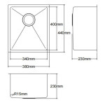 LK-SSK34  Hand Made Stainless Steel Sinks 380*440*230mm