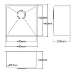 LK-SSK40  Hand Made Stainless Steel Sink 400*400*230mm