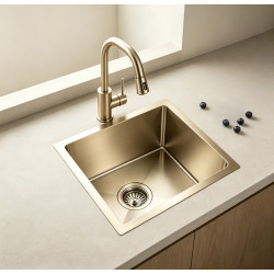 Brushed gold stainless steel single sink- 4444NSG