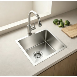 Brushed stainless steel single sink - 4444NSBS