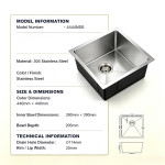 Brushed stainless steel single sink - 4444NSBS Brushed stainless steel single sink - 4444NSBS