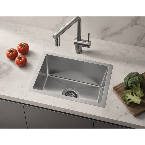 Brushed stainless steel single sink - 4530NSBS