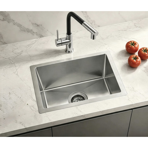 Brushed stainless steel single sink - 5545NSBS
