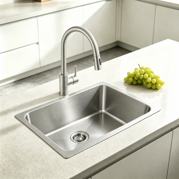 Brushed stainless steel single sink - 6045NSBS