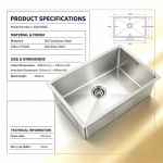 Brushed stainless steel single sink - 6045NSBS