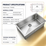 Brushed stainless steel single sink - 7145NSBS