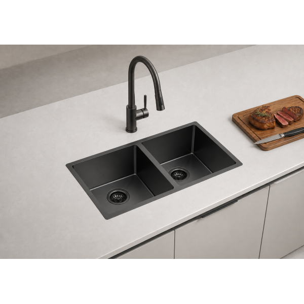 Stainless steel double sink Gunmetal - 7745NDGM