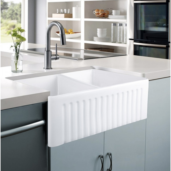 KDK Fireclay Kitchen & Laundry Double Sink-FCS828-D-GW