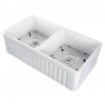 KDK Fireclay Kitchen & Laundry Double Sink-FCS828-D-GW