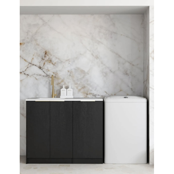 BLACK OAK BASE LAUNDRY CABINET WITH STONE TOP AND SINK 1060X600X900MM