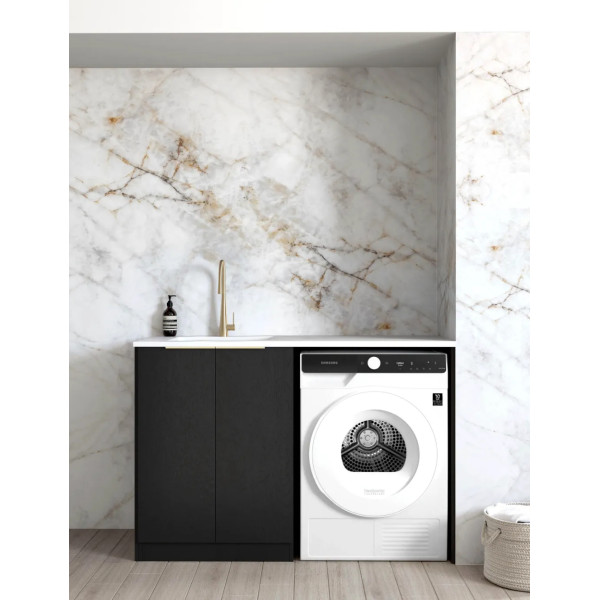 BLACK OAK BASE LAUNDRY CABINET WITH STONE TOP AND SINK 1300X600X900MM