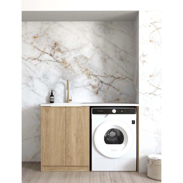  NATURAL OAK BASE LAUNDRY CABINET WITH STONE TOP AND SINK 1300X600X900MM