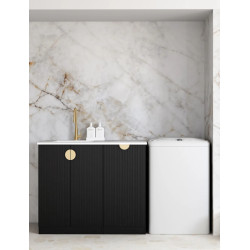 Marlo Black Base Laundry Cabinet with Stone Top and Sink 1060x600   LA-1060-MA