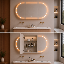 Allison Pill 3Lights PVC Shaving CabinetsLK-MAPLSV1275MW/MB-3Lights
