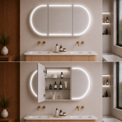 Allison Pill 3Lights PVC Shaving Cabinets LK-MAPLSV1580MW/MB-3Lights