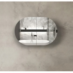 Bondi Black Oak Shaving Cabinet 900x600