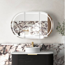 LED Bondi 1200(W)x750(H) Black Oak Shaving Cabinet - Premium Edition