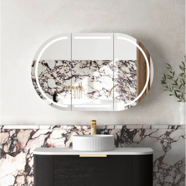 LED Bondi 1200(W)x750(H) Black Oak Shaving Cabinet - Premium Edition