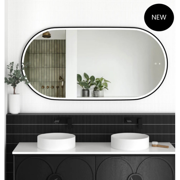 LED Noosa 1500(W)x750(H) Black Metal Frame Mirror- Install Horizontal or Vertical