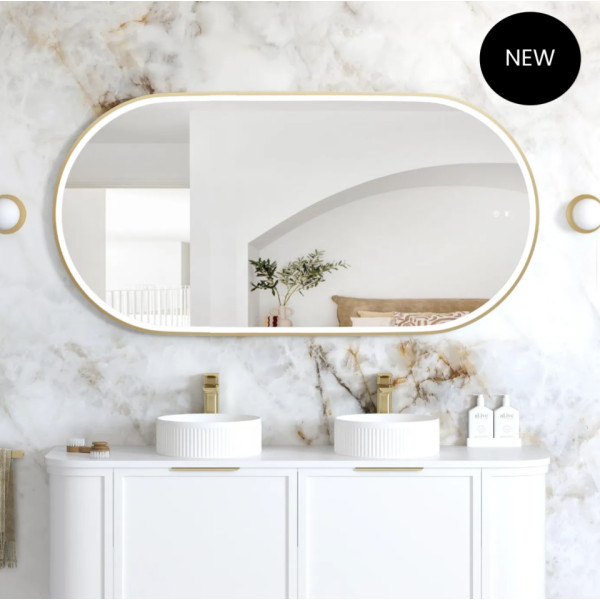 LED Noosa 1500(W)x750(H) Gold Metal Frame Mirror- Install Horizontal or Vertical