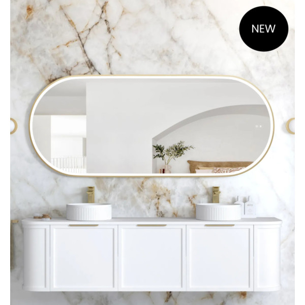 LED Noosa 1800(W)x750(H) Gold Metal Frame Mirror- Install Horizontal or Vertical