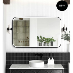 LED Newport 1200(W)x750(H) Black Metal Frame Mirror- Install Horizontal or Vertical