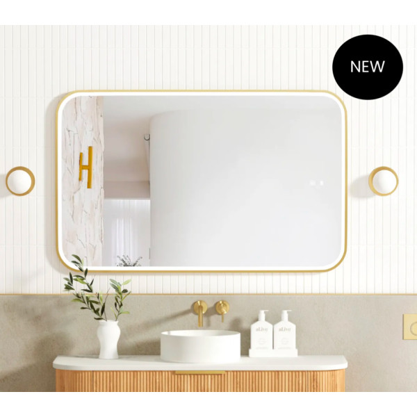 LED Newport 1200(W)x750(H) Gold Metal Frame Mirror- Install Horizontal or Vertical 3 Colors