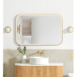 LED Newport 900(H)x600(W) Gold Metal Frame Mirror- Install Horizontal or Vertical