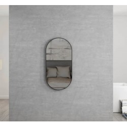 NOOSA OVAL BLACK FRAME MIRROR 900X450MM