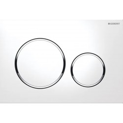 SIGMA DUAL FLUSH PLATE MATT WHITE ROUND BUTTON CHROME TRIM