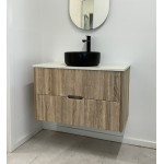 750mm timber look fluted wall hung vanity WF750