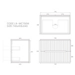 Cabarita Morden Wall Hung PVC Cabinet, Matte White LK-MC750W-MW