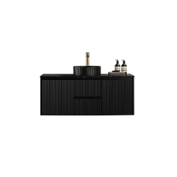 Crete Modern Wall Hung Vanity Matte Black LK-MC1221W-MB