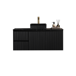 Crete Modern Wall Hung Vanity Matte Black LK-MC124LW-MB
