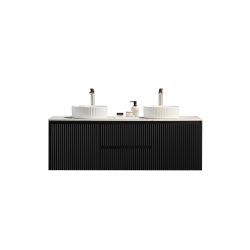 Crete Modern Wall Hung Vanity Matte Black LK-MC1521W-MB