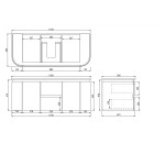 LK-MD1221W  Modern Curved Wall Hung Vanity PVC Cabinet 1200mm