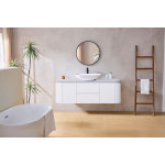 LK-MD1221W  Modern Curved Wall Hung Vanity PVC Cabinet 1200mm
