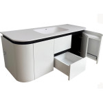 LK-MD900W Modern Wall Hung Curved Vanity PVC Cabinet  900mm