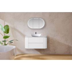 LK-MD900W Modern Wall Hung Curved Vanity PVC Cabinet  900mm