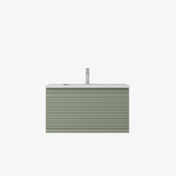 Sedona Fluted Wall Hung Olive Green PVC Vanity 600mm