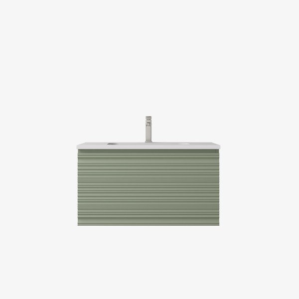 Sedona Fluted Wall Hung Olive Green PVC Vanity 600mm