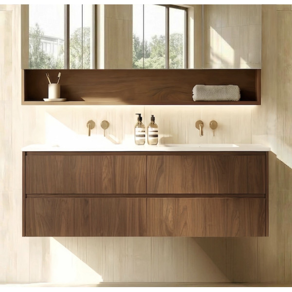 1500mm Double Basin Modern Wall Hung Plywood Cabinet LK-MG1521W-MO